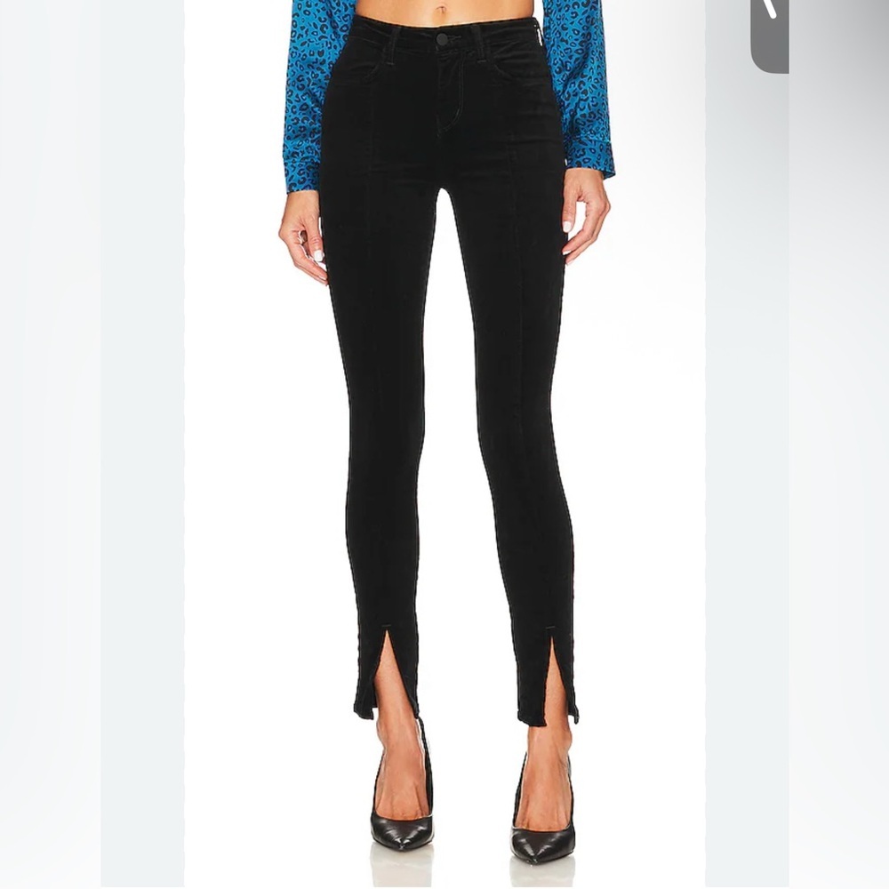 L'Agence Jyothi High Rise Split Ankle Velvet Jeans Black Women's Size 27 Casual